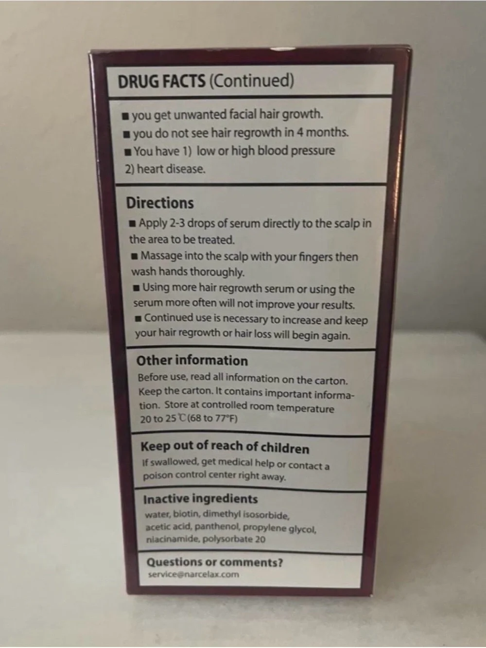 Narcelax 5% Minoxidil Extra Strength Hair Growth Kit - Burgundy & White